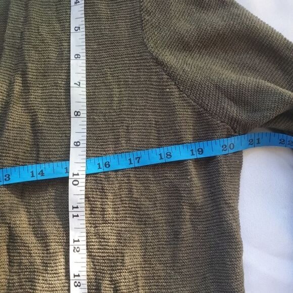 J. JILL‎ Womens Cardigan Medium Open Front Shrug Olive Green Linen Sheer Granny - Picture 3 of 12
